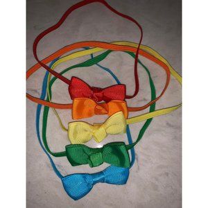 NEW! Set of 5 - Rainbow Mini Thin Elastic Headband Accessory Set with 2" Bows